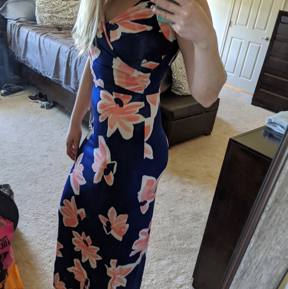 Navy & Floral Maxi Dress